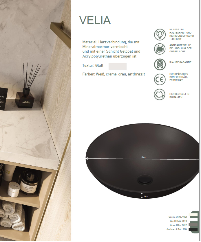 VELIA-Waschbecken Mineralguss – Bild 5