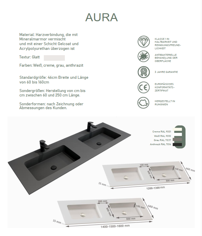 AURA-Waschbecken Mineralguss – Bild 4