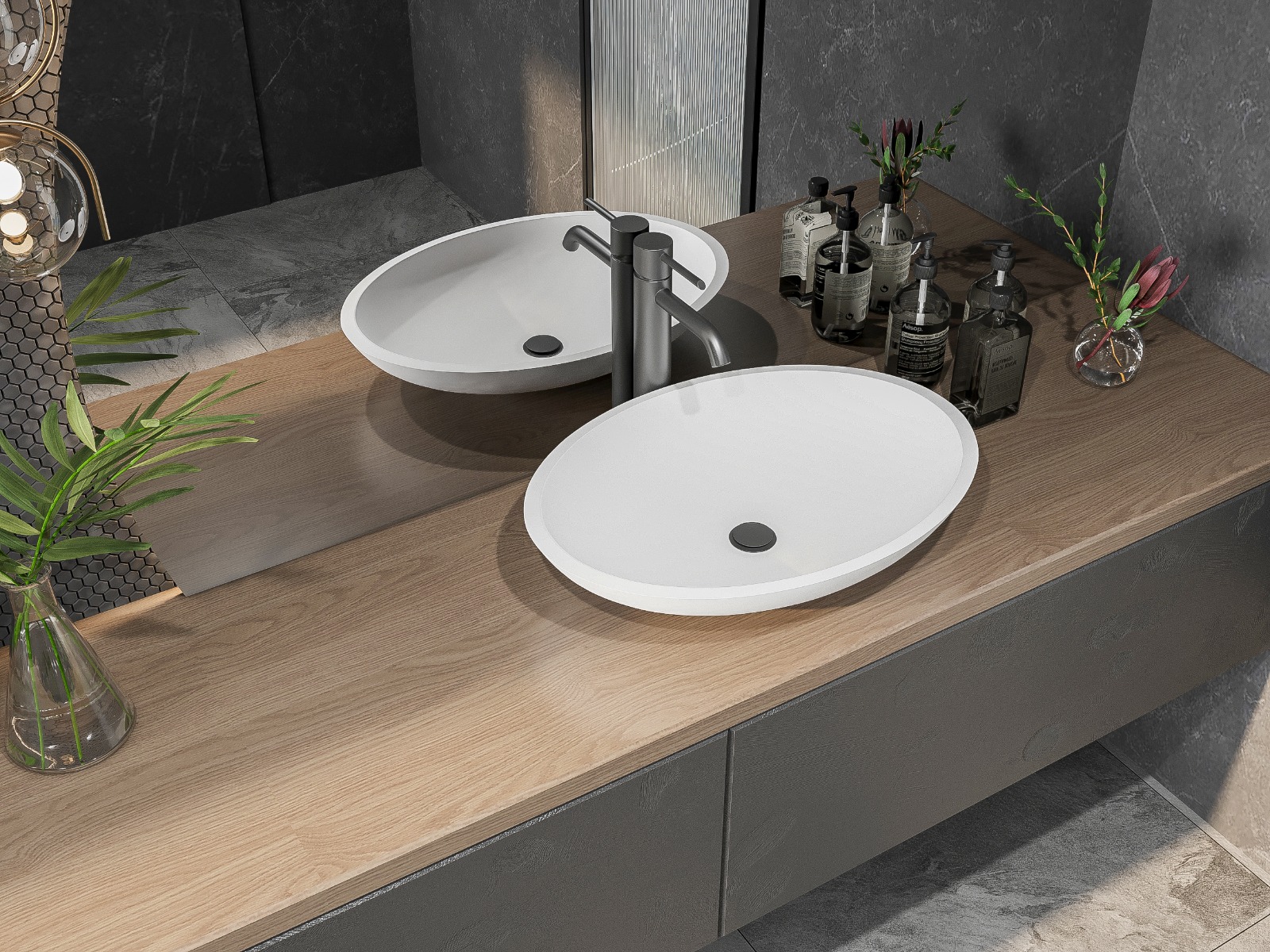 SELENA-Waschbecken Mineralguss