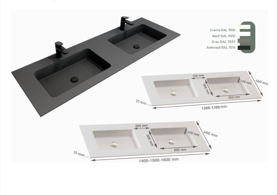 AURA-Waschbecken aus Mineralguss Kostenloser Transport π β Bild 4