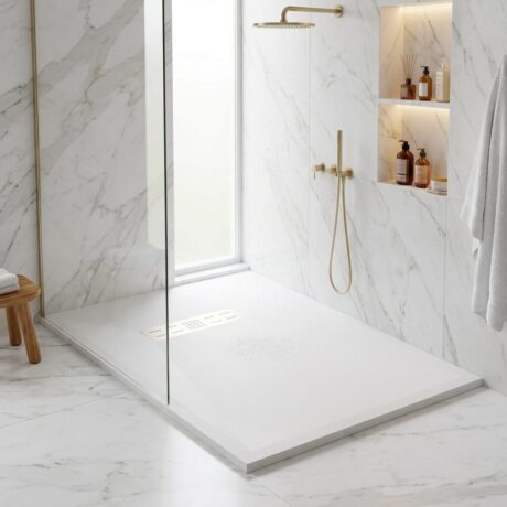 SENIA Duschwanne aus Mineralguss – Walk-in extra breit