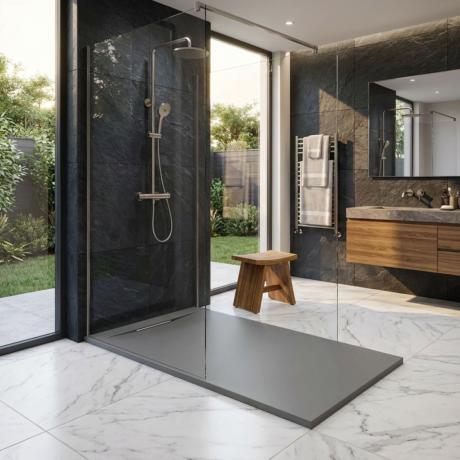 Duschwanne Duschtasse aus Mineralguss modell DALIA, inklusive Ablauf und Edelstahlgitter Kostenloser Transport 🚚