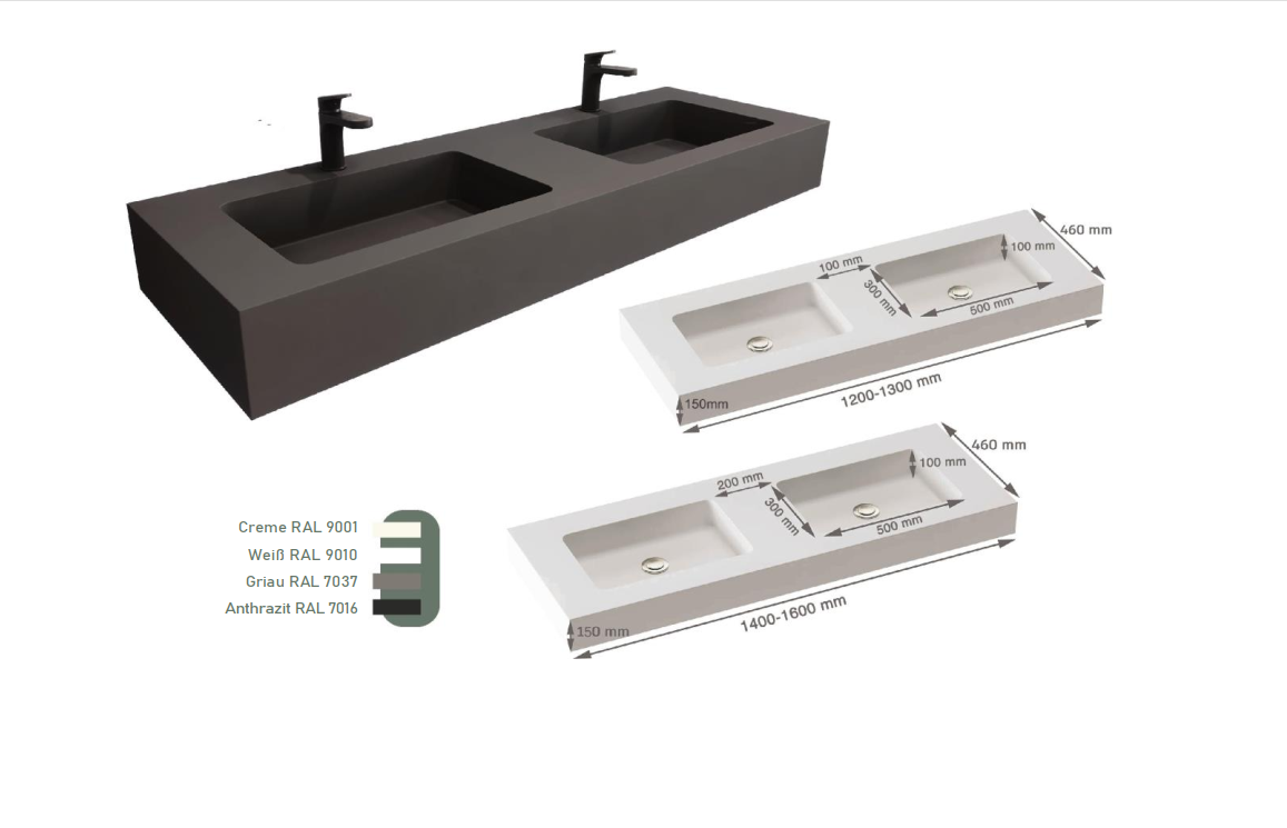 LUNA-Waschbecken aus Mineralguss Kostenloser Transport π β Bild 4